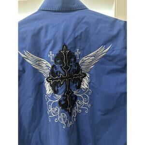 Western Patroncito Mens L Embroidered Royal Blue Snap Shirt